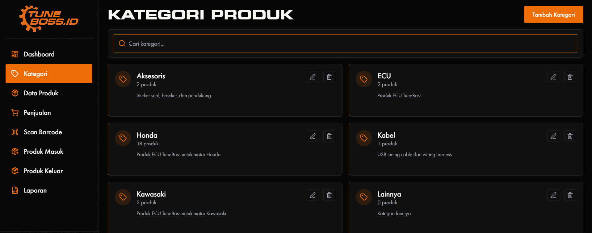 TuneBoss Indonesia Inventory screenshot